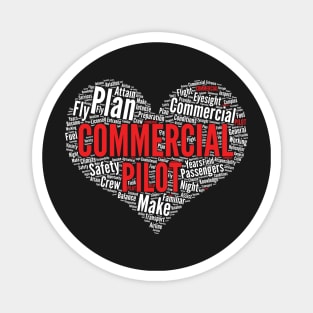 Airplane Commercial Pilot Heart Shape Word Cloud product Magnet